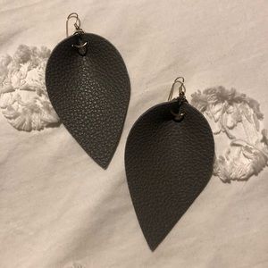 Grey Faux Leather Lear Earrings